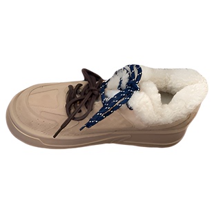 【王小毒】暖茶奶白○羊羔毛毛板鞋女厚底冬季新款加绒德训鞋