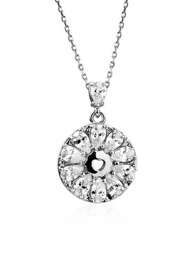 水钻花朵小众复古圆牌锁骨链