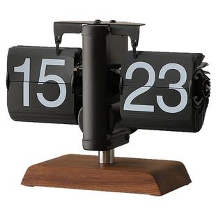 复古机械自动翻页时钟桌面摆件表摆台式钟表客厅电视柜轻奢装饰品