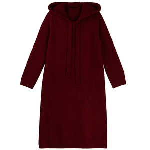 胖莹莹大码女装300斤胖mm休闲时尚气质简约软糯连帽针织衫连衣裙