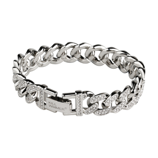 不掉色满钻钛钢古巴手链男潮高级感美式嘻哈手镯男士项链男生情侣