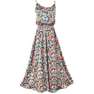 弥古波西米亚吊带连衣裙女夏季民族风沙滩裙三亚度假长裙海边裙子