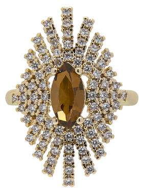 LAMUANA琥珀星芒系列复古高级感奢华满钻礼服夸张配饰戒指96144