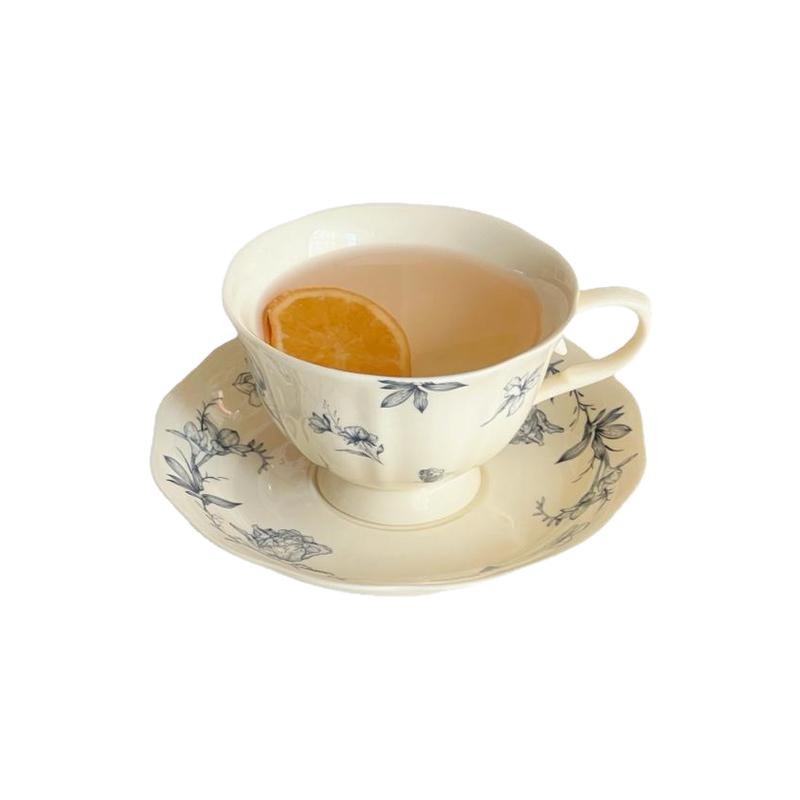 法式复古vintage下午茶花茶杯碟