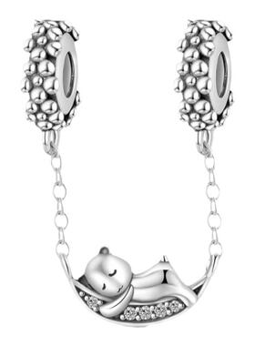 一件代发欧美跨境热销铜镀S925银星光系列月光小熊串珠饰品配件