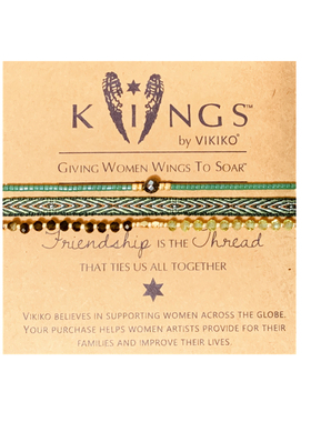 VIKIKO串珠ins小众设计绿色系混搭女生细手链 金黑曜石友谊宝石