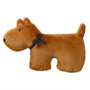 卧室沙发抱枕可爱毛绒领结项圈小狗护腰靠枕飘窗座椅靠垫卡通玩偶