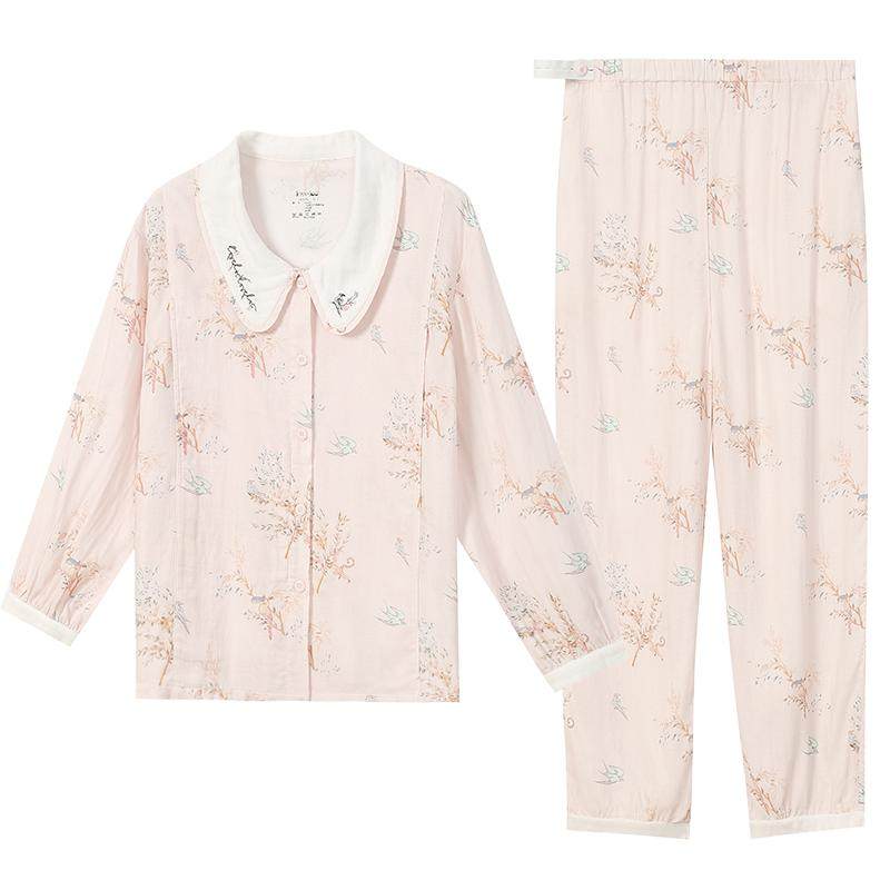 loveloc月子服孕妇秋冬产妇睡衣纱布家居服竹棉套装孕期哺乳透气