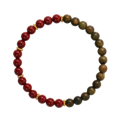 紫金朱砂绿檀老料转运手串