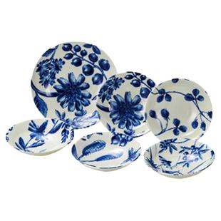 日本AITO Botanical餐具美浓烧日式青花瓷套装盘子手绘釉下彩礼盒