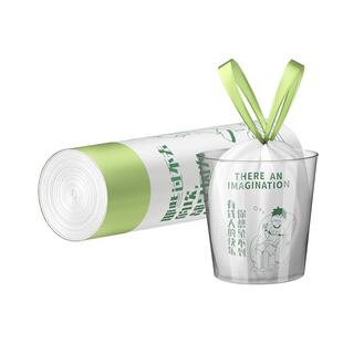卡通印花文案垃圾袋家用手提式加厚款厨房抽绳式免撕收口大塑料袋