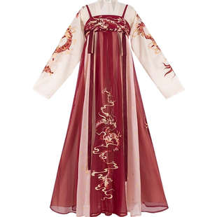 出租齐胸红汉服龙母唐制汉服8米大摆龙纹重工刺绣齐胸襦裙套装