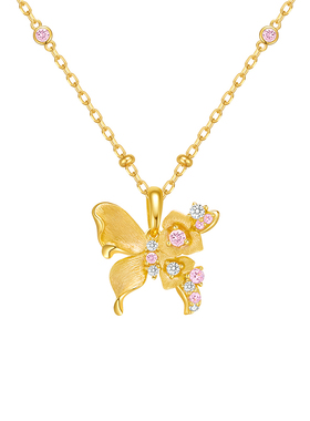 MITHAOL拉丝蝴蝶项链高级感轻奢小众毛衣链大气高档高级感饰品女