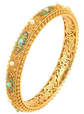 非遗花丝镂空多宝如意银鎏金手镯