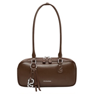 Cnoles蔻一烟岚包棕色保龄球包包女新款单肩腋下包高级感法棍包女