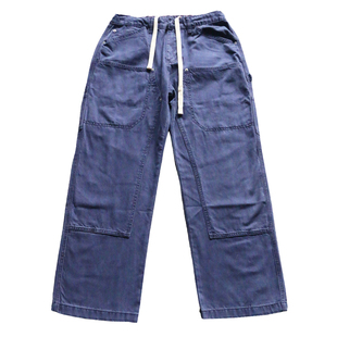秋季美式休闲痞帅重磅复古法工蓝伐木工装裤男直筒宽松纯棉长裤潮