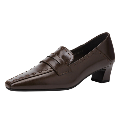 乐福鞋女粗跟英伦风皮鞋高跟单鞋