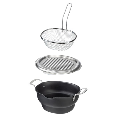 霜山窒化铁省油带盖油炸锅