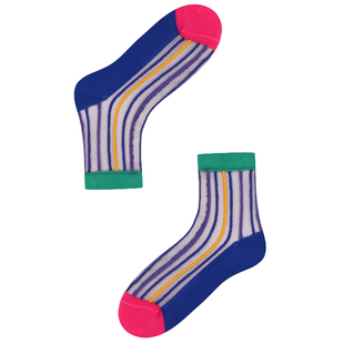 Knapfold夏天玻璃丝短袜女撞色透气薄款设计水晶网红透明甜美ins