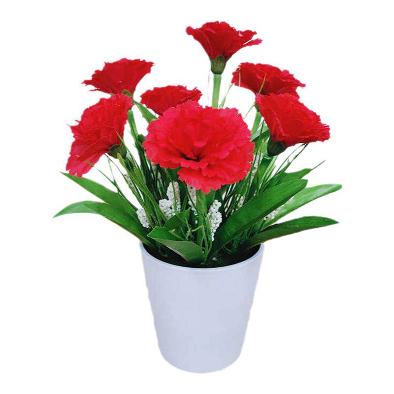 家居摆件康乃馨仿真花假花小盆栽装饰花绢花套装塑料花盆景绢布花