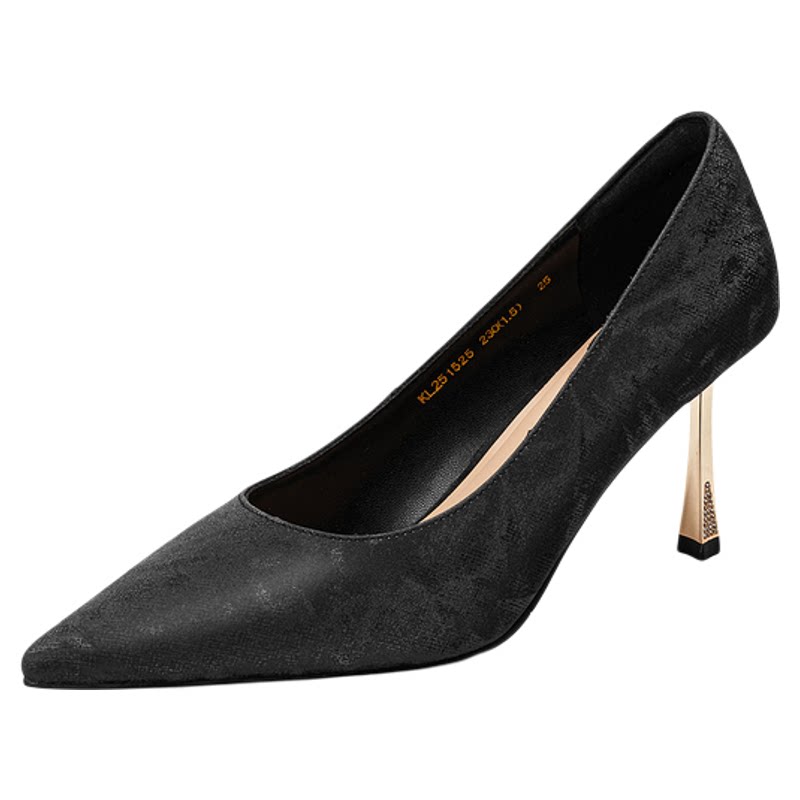 卡迪娜新中式牛皮革高跟鞋宴会鞋
