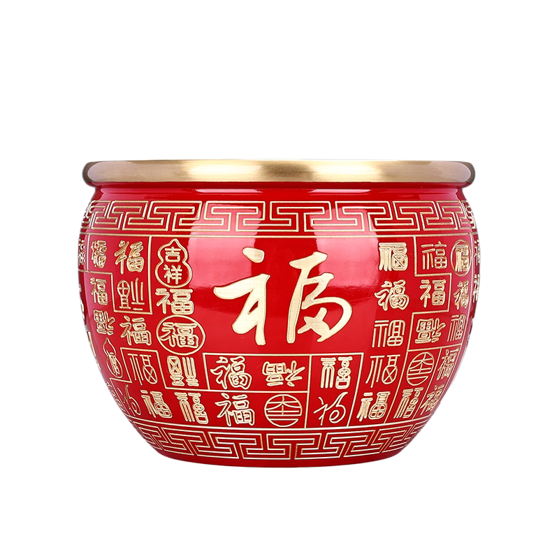 黄铜百福缸进宝存钱罐储物缸摆件