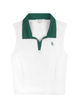 Sporty&Rich 女士夏季网球风撞色内搭修身显瘦Polo背心