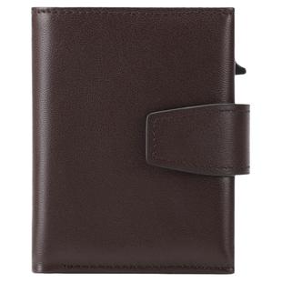 真皮男士钱包头层牛皮卡套铝合金自动卡盒男多功能钱夹wallet men