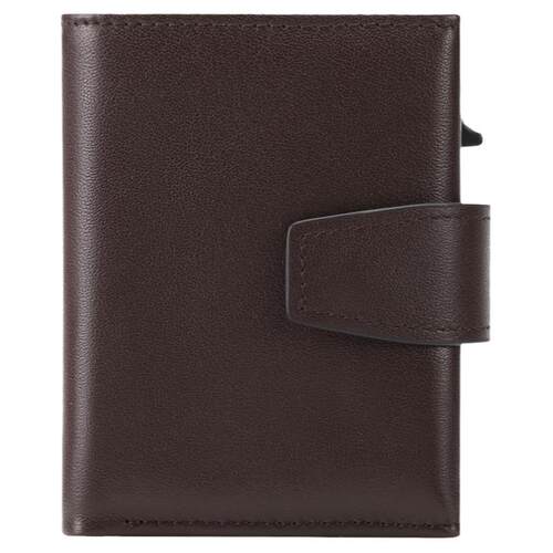 真皮男士钱包头层牛皮卡套铝合金自动卡盒男多功能钱夹wallet men