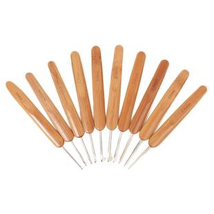 碳化竹柄钩针工具全套装手工编织毛线衣粗细勾针玩偶拖鞋材料包包