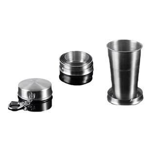 304不锈钢折叠杯子便携式耐高温户外旅行压缩杯漱口小水杯旅游