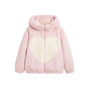 redcopper童装女童2025新款冬季儿童毛绒绒上衣大童洋气亲子外套