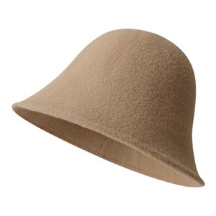 秋季气质毛呢渔夫帽女生显脸小纯色圆顶盆帽小众百搭黑色台灯帽子