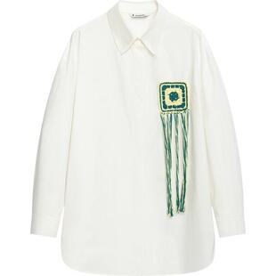 【新中式】播国风刺绣衬衫女商场同款2024春夏白色上衣BDR1CD0133