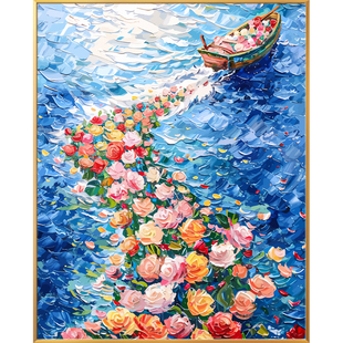 高级感花海数字油画diy填充画画填色油彩画丙烯涂色手工手绘风景