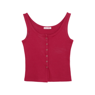 荒荒家 泰兰德多色开扣背心2025夏季新款少女百搭U领无袖打底外穿