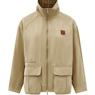 CAT卡特春季女士复古法兰绒格子内里哈灵顿夹克商场同款