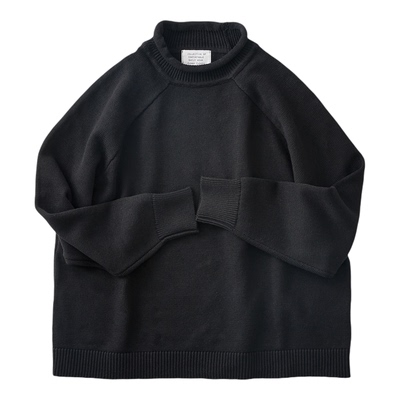 黑色纯棉半高领针织衫毛衣