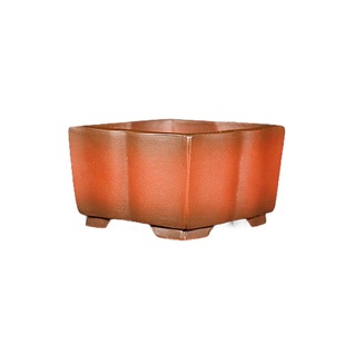 宜兴紫砂花盆精品微型盆景小品 全手工仿古轮形四方红清水泥松柏