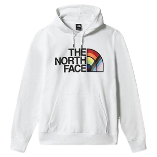 The North Face北面彩虹Logo棉质印花连帽卫衣运动休闲男女款白色