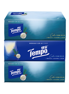 Tempo得宝雪松味抽纸4层加厚家用餐巾纸德宝实惠卫生纸巾纸抽整箱