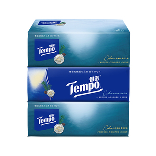 Tempo得宝雪松味抽纸4层加厚家用餐巾纸德宝实惠卫生纸巾纸抽整箱