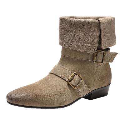 百丽女鞋复古显瘦时装靴子女冬季新款商场同款西部中筒靴BFB62DS5