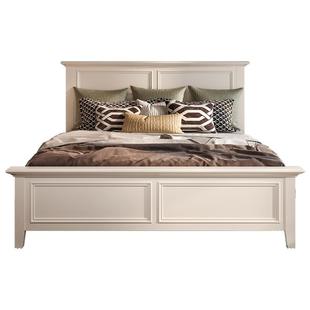 森趣美式白色实木床白蜡木全实木单人双人床1.8米主卧床工厂直销