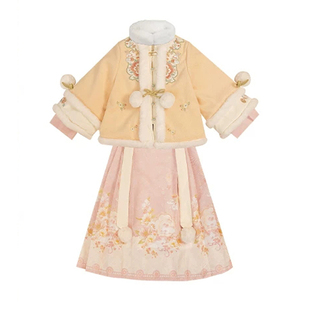 汉服女童冬装2025新款儿童马面裙套装冬季女孩国风唐装过年拜年服