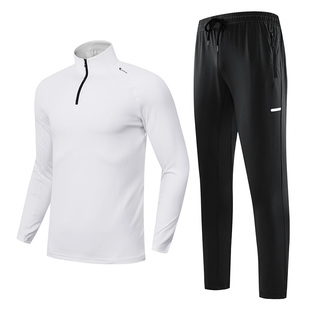 健身服男秋冬季半拉链速干衣体育训练运动套装长袖跑步骑行衣服