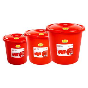 珠江牌水桶塑料桶带盖大号手提桶学生宿舍洗澡洗衣服提泡脚桶红色