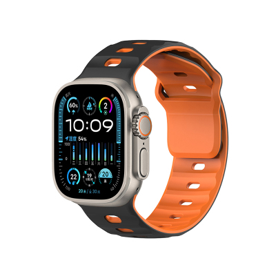 CLOUDHIS适用苹果iwatch手表带applewatch机甲双色硅胶苹果手表Ultra2新款创意高级感s10运动透气夏天男女SE