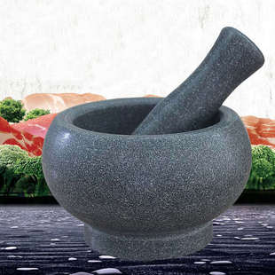 研磨蒜泥器手 溪邸天然家用青石石臼捣蒜器大号蒜臼子老式 新疆 包邮