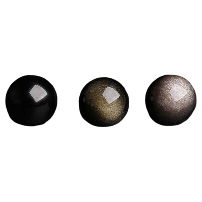 天然双金眼金曜石散珠子乌金黑曜石diy银曜貔貅手串水晶手链配件